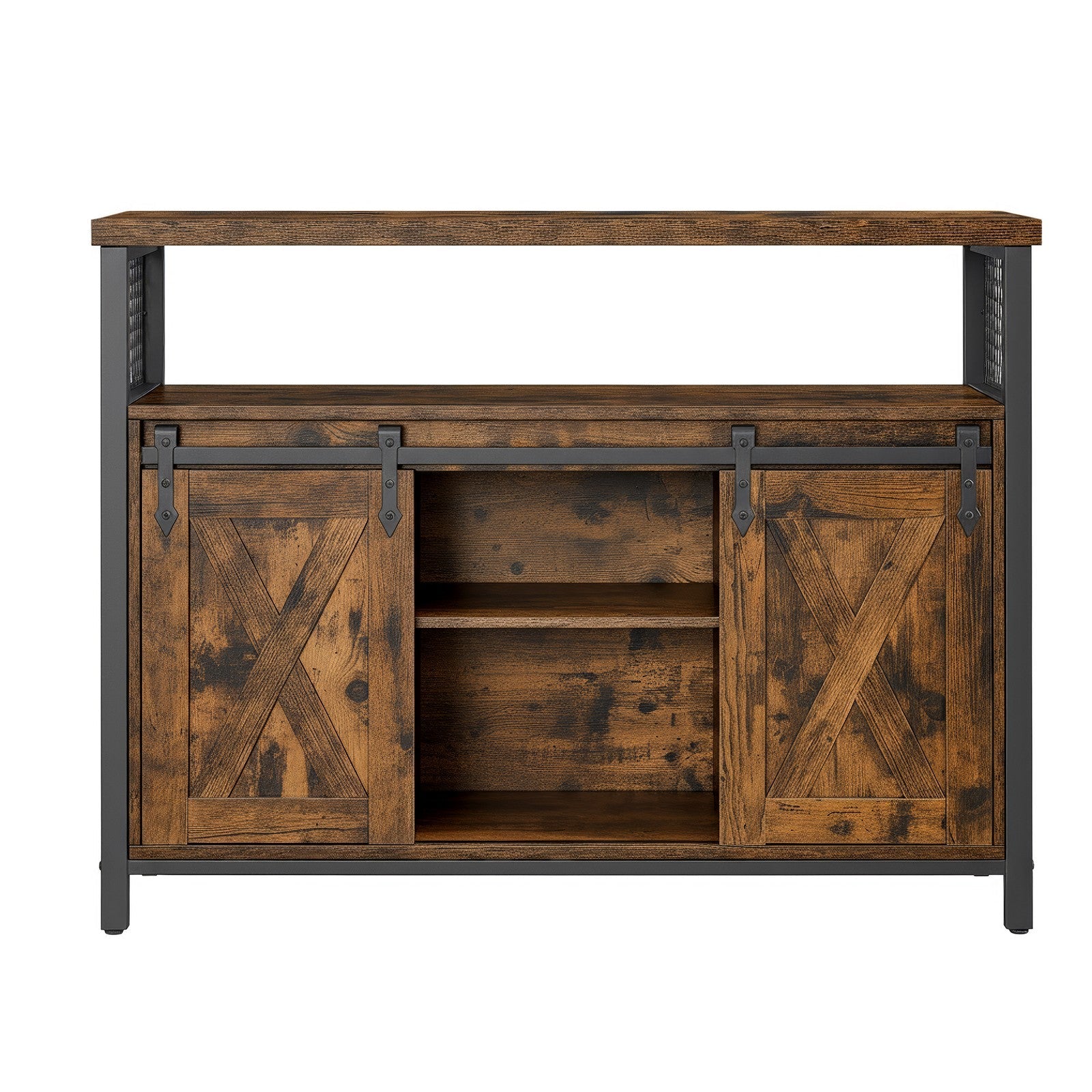 Buffet Cabinet with Adjustable Shelves, Storage Cabinet for Kitchen, Living Room, Rustic Brown and Black - image 1