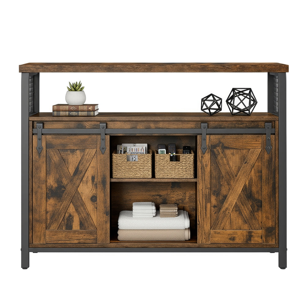 Buffet Cabinet with Adjustable Shelves, Storage Cabinet for Kitchen, Living Room, Rustic Brown and Black - image 6
