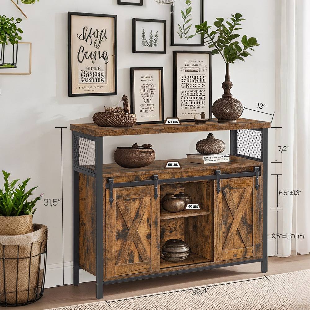 Buffet Cabinet with Adjustable Shelves, Storage Cabinet for Kitchen, Living Room, Rustic Brown and Black - image 9