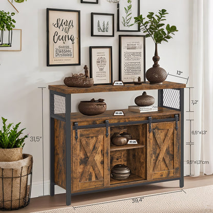 Buffet Cabinet with Adjustable Shelves, Storage Cabinet for Kitchen, Living Room, Rustic Brown and Black - image 9