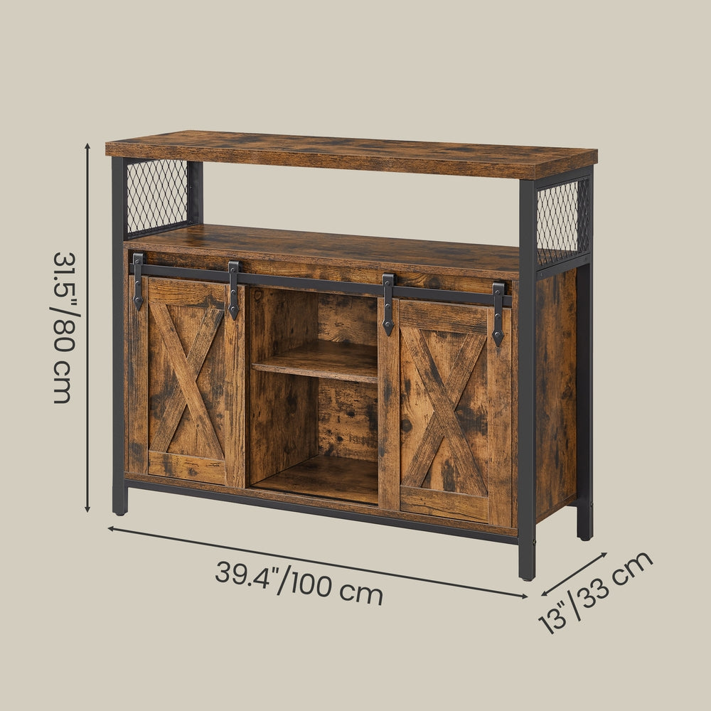 Buffet Cabinet with Adjustable Shelves, Storage Cabinet for Kitchen, Living Room, Rustic Brown and Black - image 10