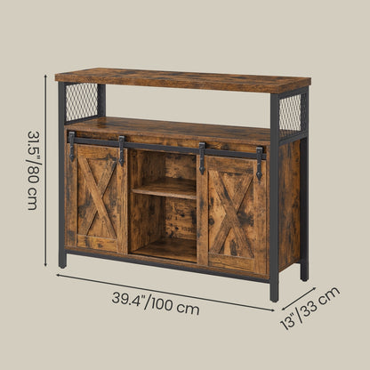 Buffet Cabinet with Adjustable Shelves, Storage Cabinet for Kitchen, Living Room, Rustic Brown and Black - image 10