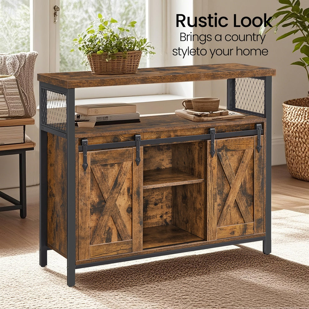 Buffet Cabinet with Adjustable Shelves, Storage Cabinet for Kitchen, Living Room, Rustic Brown and Black - image 11