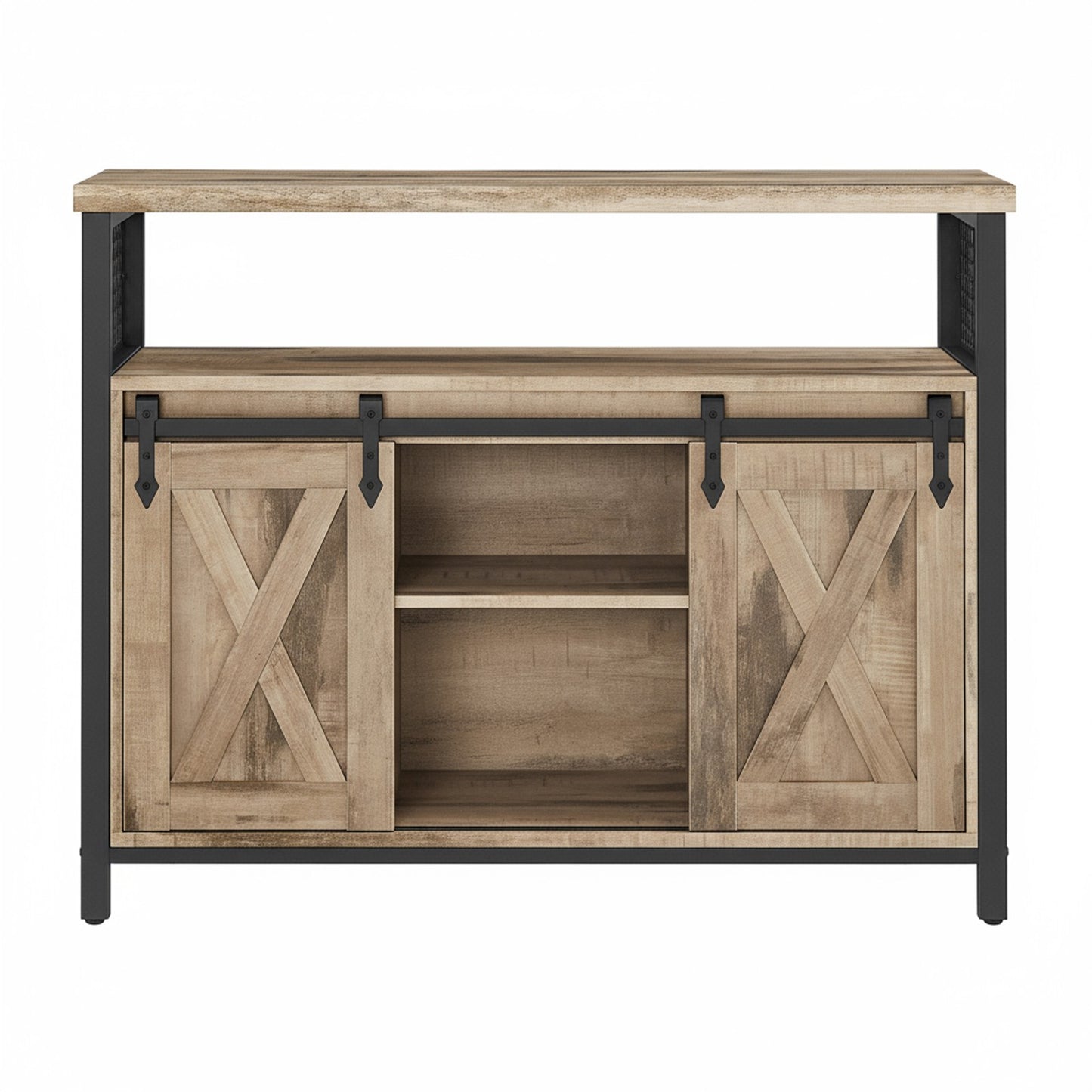 Buffet Cabinet with Adjustable Shelves, Storage Cabinet for Kitchen, Living Room, Camel Brown and Black - image 1