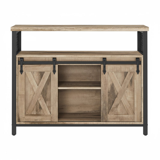 Buffet Cabinet with Adjustable Shelves, Storage Cabinet for Kitchen, Living Room, Camel Brown and Black - image 1
