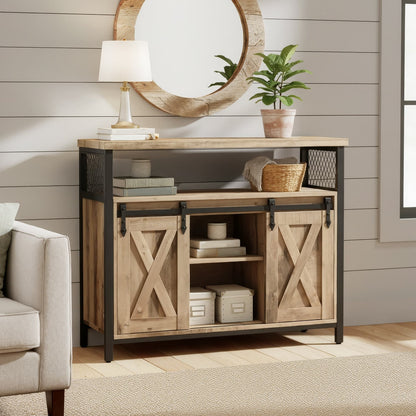 Buffet Cabinet with Adjustable Shelves, Storage Cabinet for Kitchen, Living Room, Camel Brown and Black - image 3