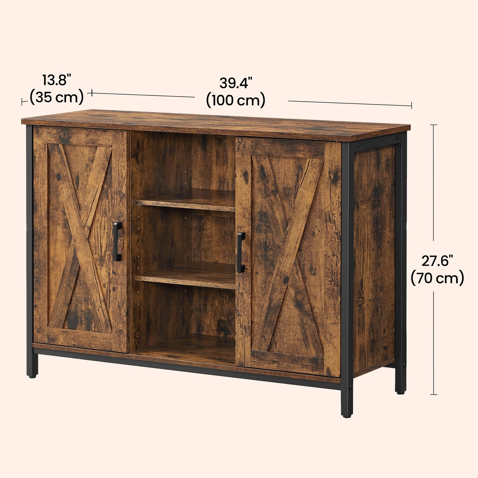 Sideboard, Storage Cabinet with Cupboard and Shelves, Buffet Table - image 3