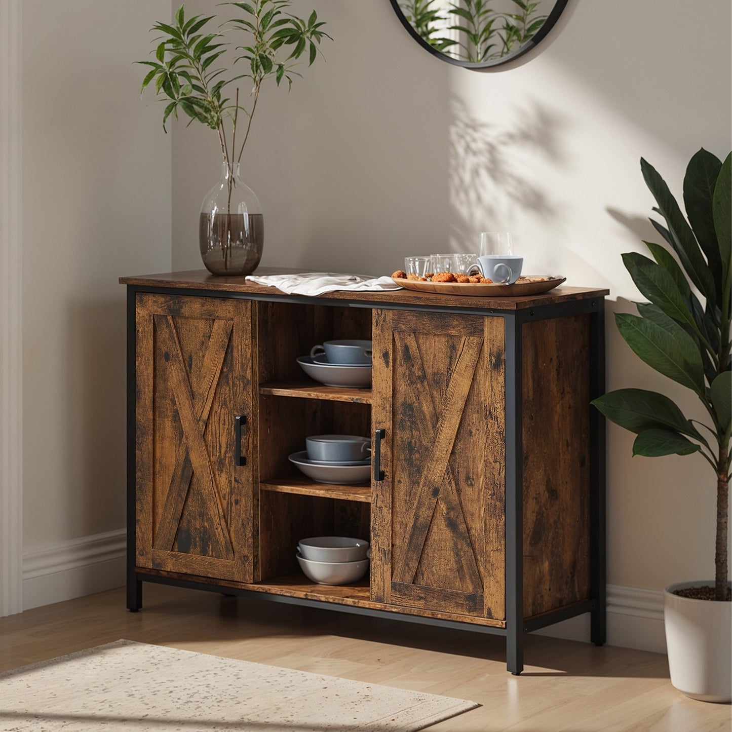 Sideboard, Storage Cabinet with Cupboard and Shelves, Buffet Table - image 5