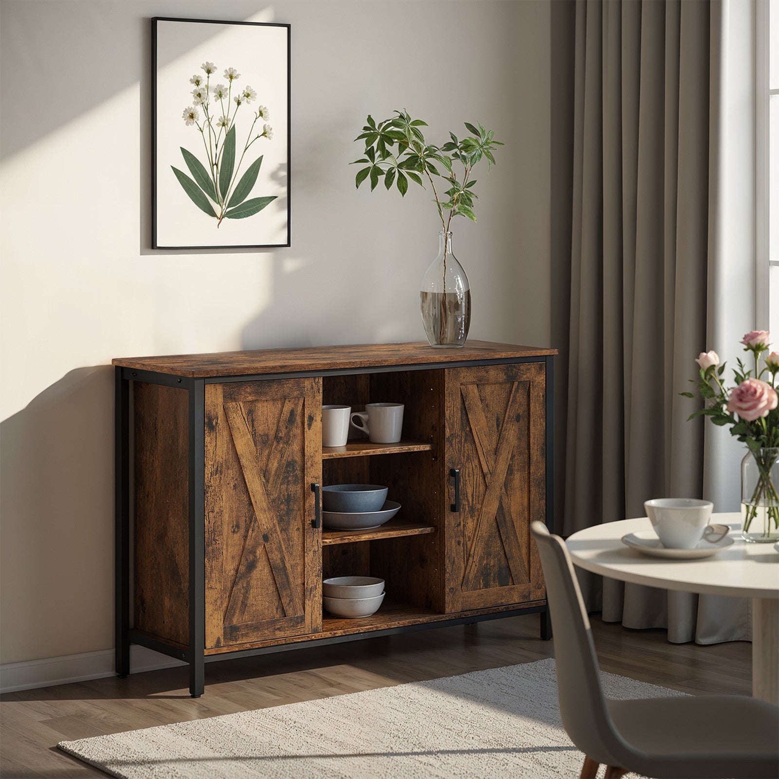 Sideboard, Storage Cabinet with Cupboard and Shelves, Buffet Table - image 6