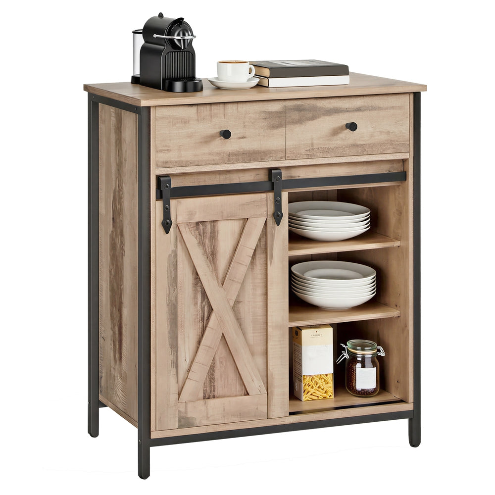 Storage Cabinet, Freestanding Floor Cabinet, Sideboard TV Cabinet with Sliding Barn Door - image 3