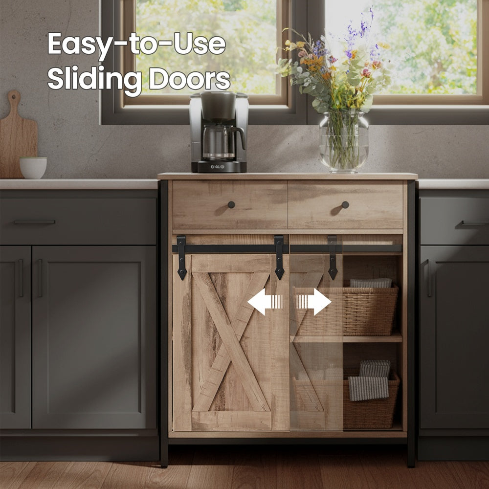 Storage Cabinet, Freestanding Floor Cabinet, Sideboard TV Cabinet with Sliding Barn Door - image 4