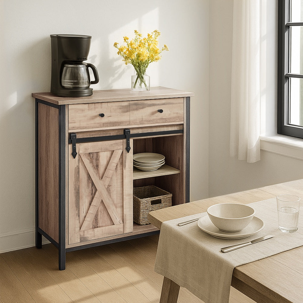 Storage Cabinet, Freestanding Floor Cabinet, Sideboard TV Cabinet with Sliding Barn Door - image 7