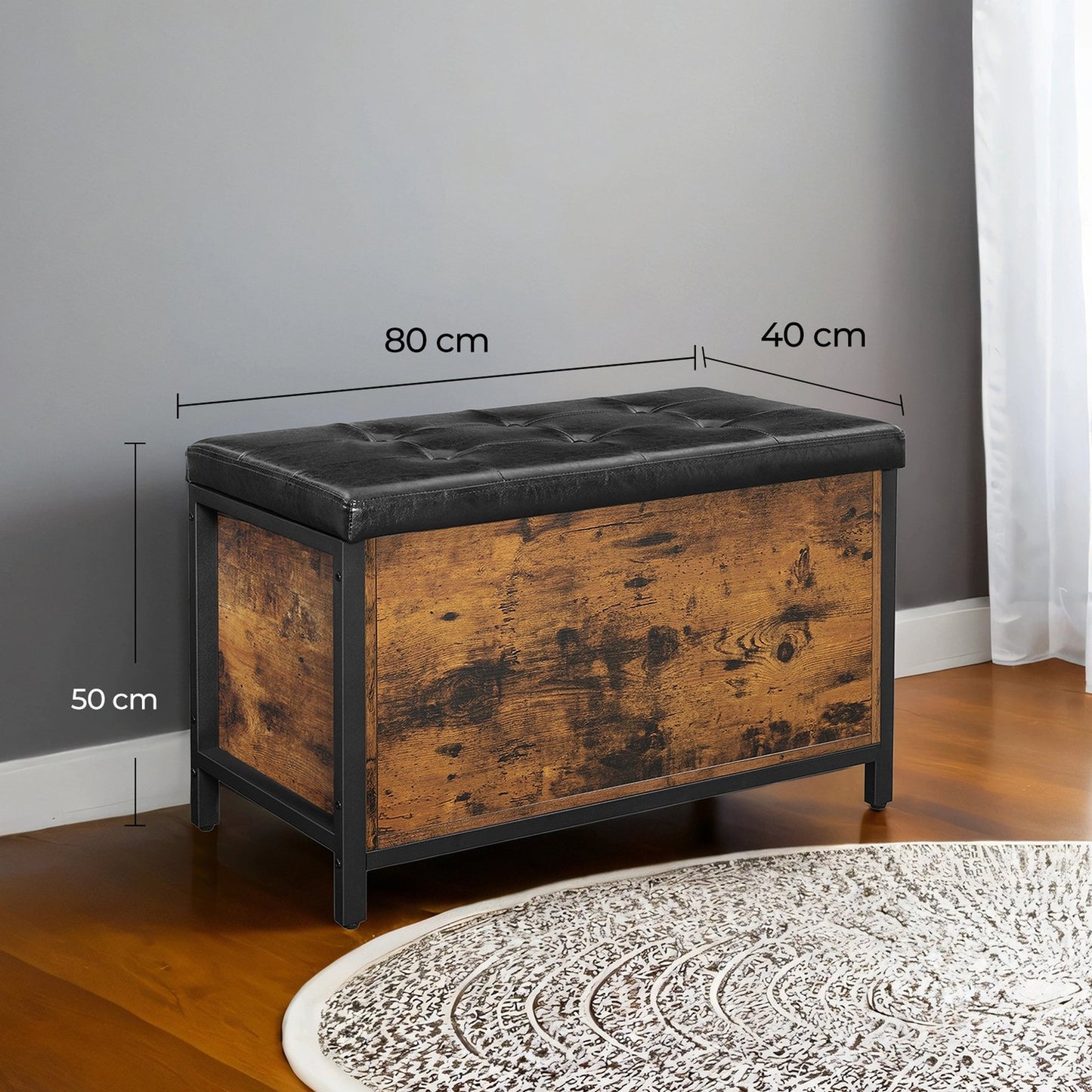 Storage Bench With Padded Seat, Storage Chest For Bedroom, Entryway - image 2