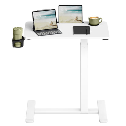 Rolling Adjustable Laptop Table, Height Adjustable Sit-Stand Desk with Cup Holders and Device Slot - image 1