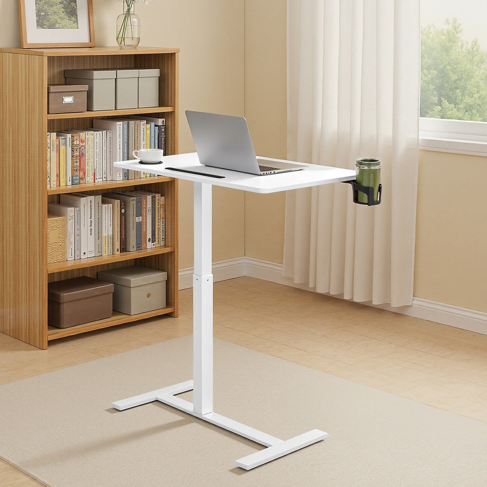 Rolling Adjustable Laptop Table, Height Adjustable Sit-Stand Desk with Cup Holders and Device Slot - image 7