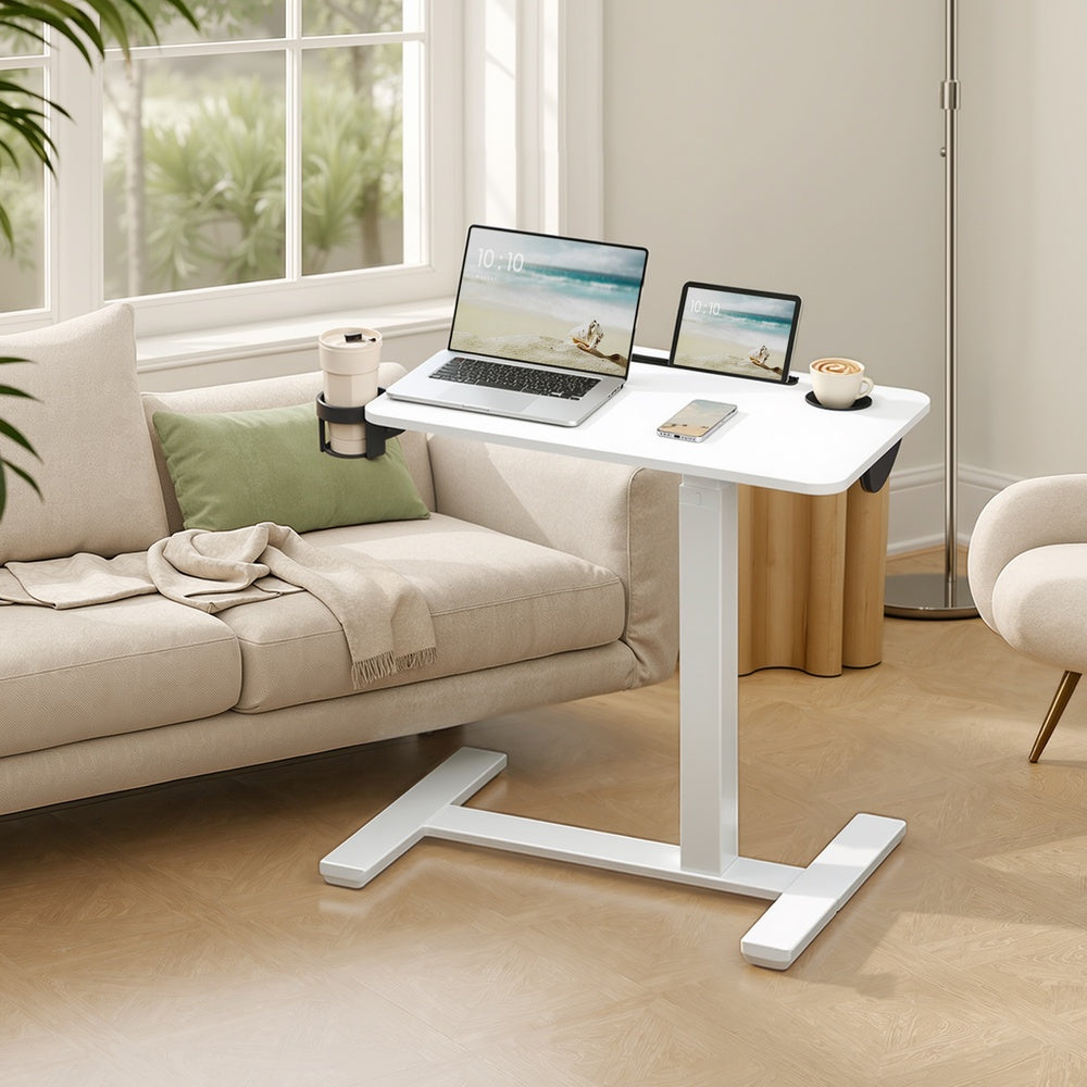 Rolling Adjustable Laptop Table, Height Adjustable Sit-Stand Desk with Cup Holders and Device Slot - image 2