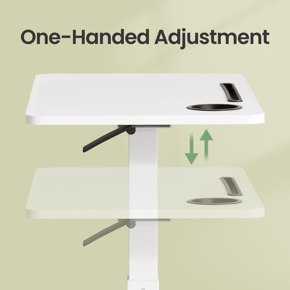 Rolling Adjustable Laptop Table, Height Adjustable Sit-Stand Desk with Cup Holders and Device Slot - image 4