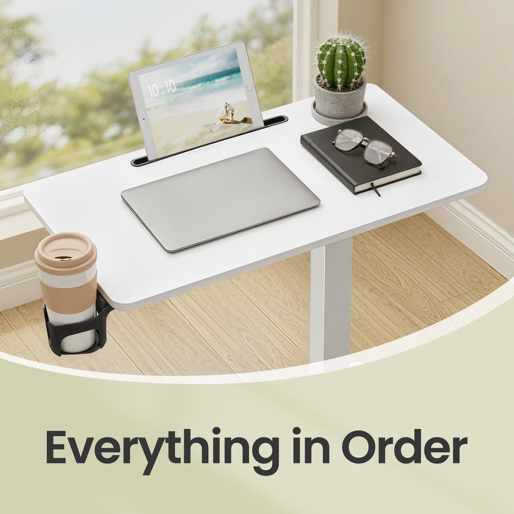 Rolling Adjustable Laptop Table, Height Adjustable Sit-Stand Desk with Cup Holders and Device Slot - image 6
