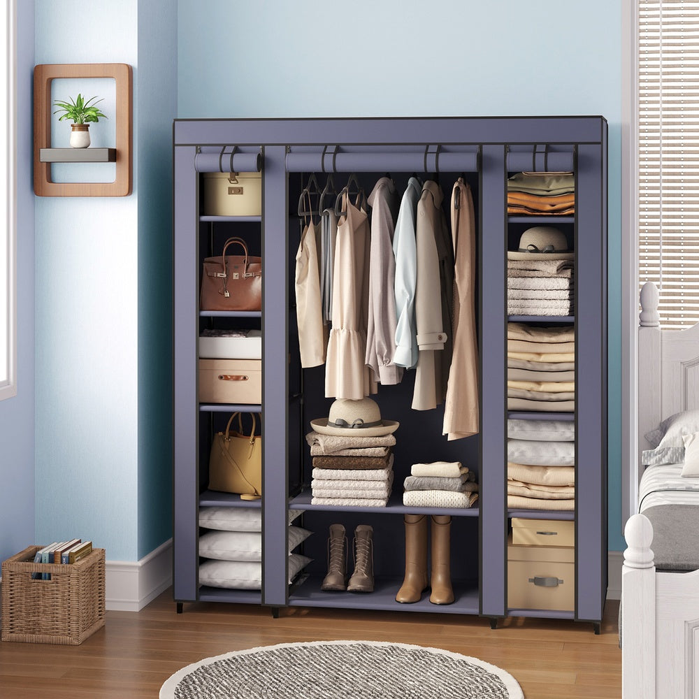 Closet Wardrobe, Portable Closet for Bedroom, Clothes Rail with Fabric Cover - image 2