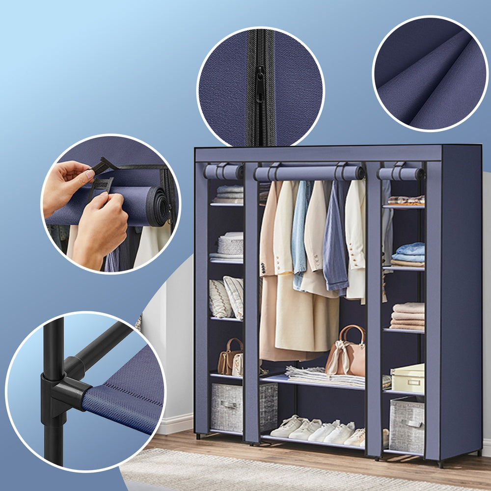 Closet Wardrobe, Portable Closet for Bedroom, Clothes Rail with Fabric Cover - image 4