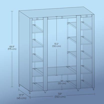 Closet Wardrobe, Portable Closet for Bedroom, Clothes Rail with Fabric Cover - image 5