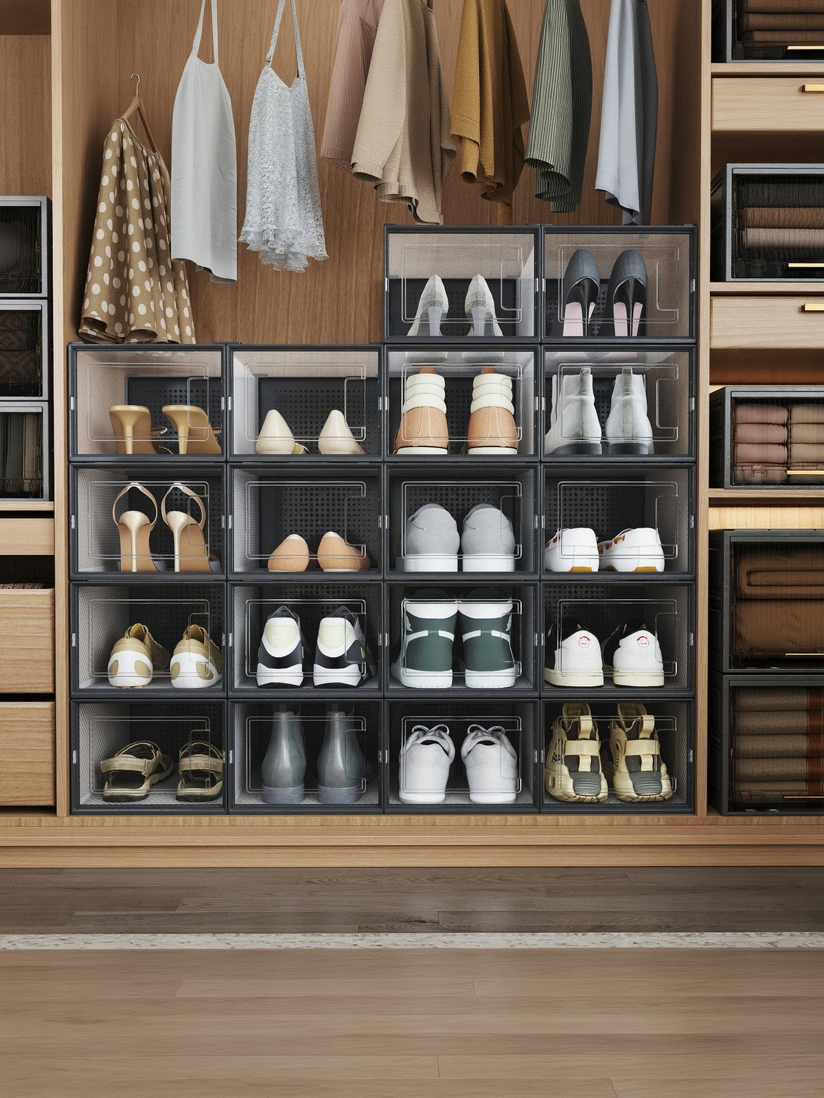 Stackable Shoe Boxes, Pack of 8 Shoe Storage Organizers, 33.3 x 23.2 x 14.3 cm - image 23