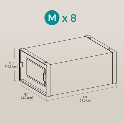 Stackable Shoe Boxes, Pack of 8 Shoe Storage Organizers, 33.3 x 23.2 x 14.3 cm - image 5