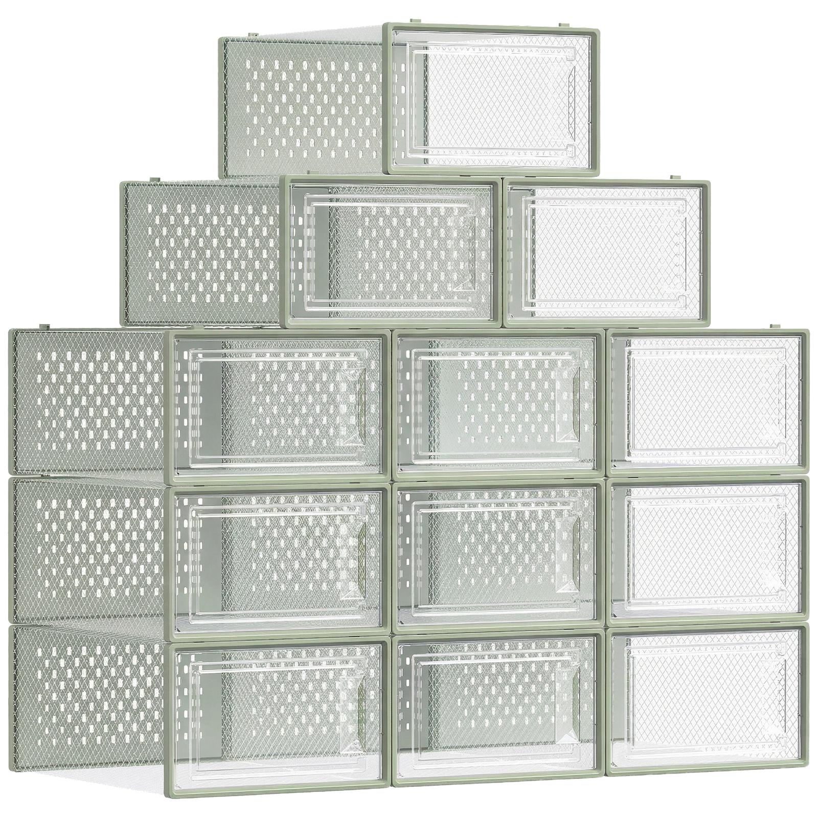Stackable Shoe Boxes, Pack of 12 Shoe Storage Organizers, 13.1 x 9.1 x 5.6 Inches - image 1