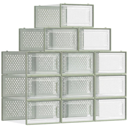 Stackable Shoe Boxes, Pack of 12 Shoe Storage Organizers, 13.1 x 9.1 x 5.6 Inches - image 1