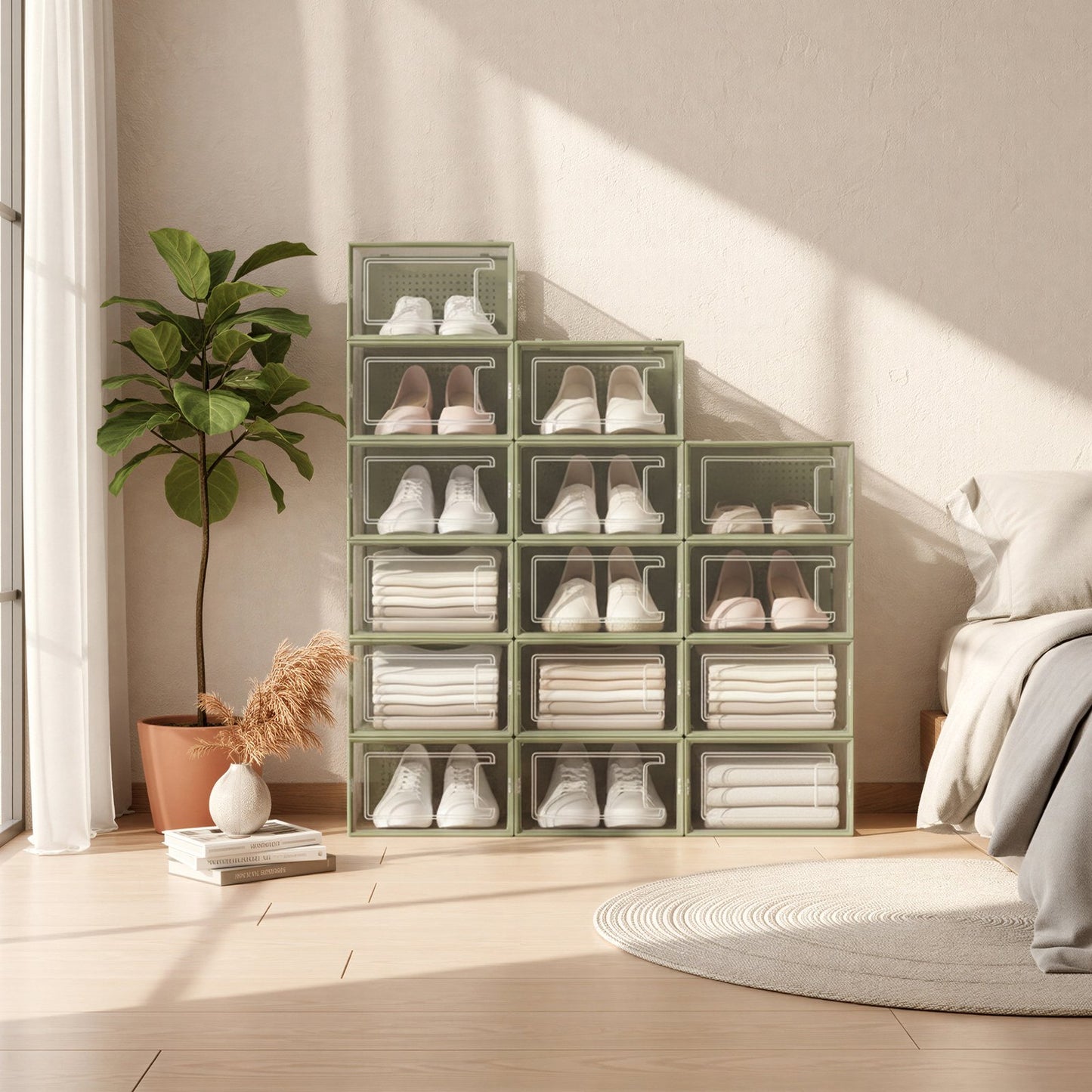Stackable Shoe Boxes, Pack of 12 Shoe Storage Organizers, 13.1 x 9.1 x 5.6 Inches - image 3