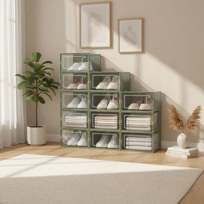 Stackable Shoe Boxes, Pack of 12 Shoe Storage Organizers, 13.1 x 9.1 x 5.6 Inches - image 5