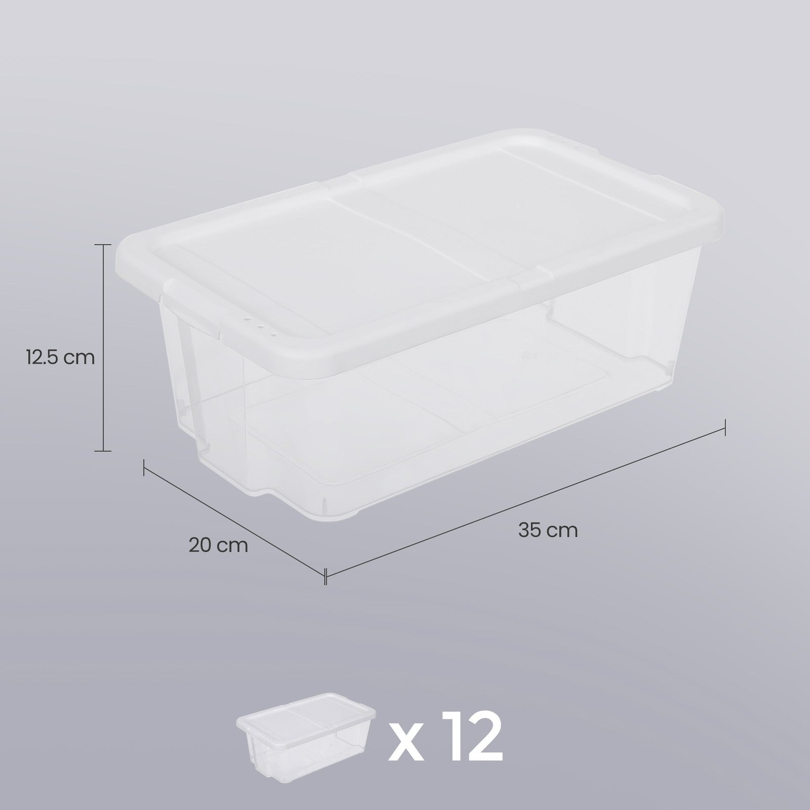 Set of 12 Shoe Boxes, Plastic Storage Boxes with Lid, Transparent - image 5