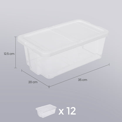 Set of 12 Shoe Boxes, Plastic Storage Boxes with Lid, Transparent - image 5