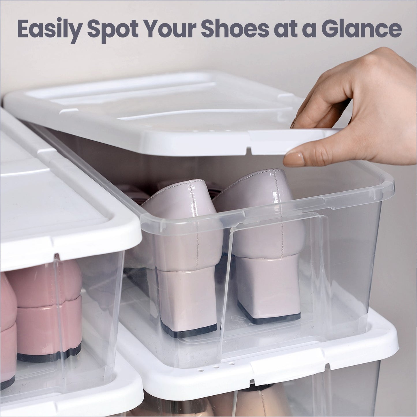 Set of 12 Shoe Boxes, Plastic Storage Boxes with Lid, Transparent - image 6