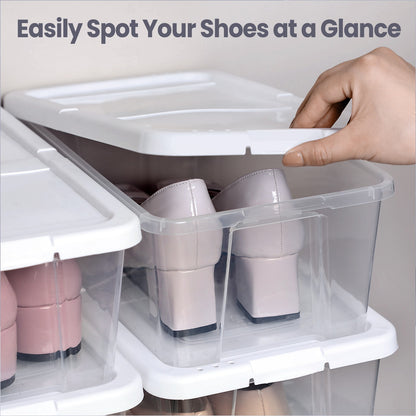 Set of 12 Shoe Boxes, Plastic Storage Boxes with Lid, Transparent - image 6
