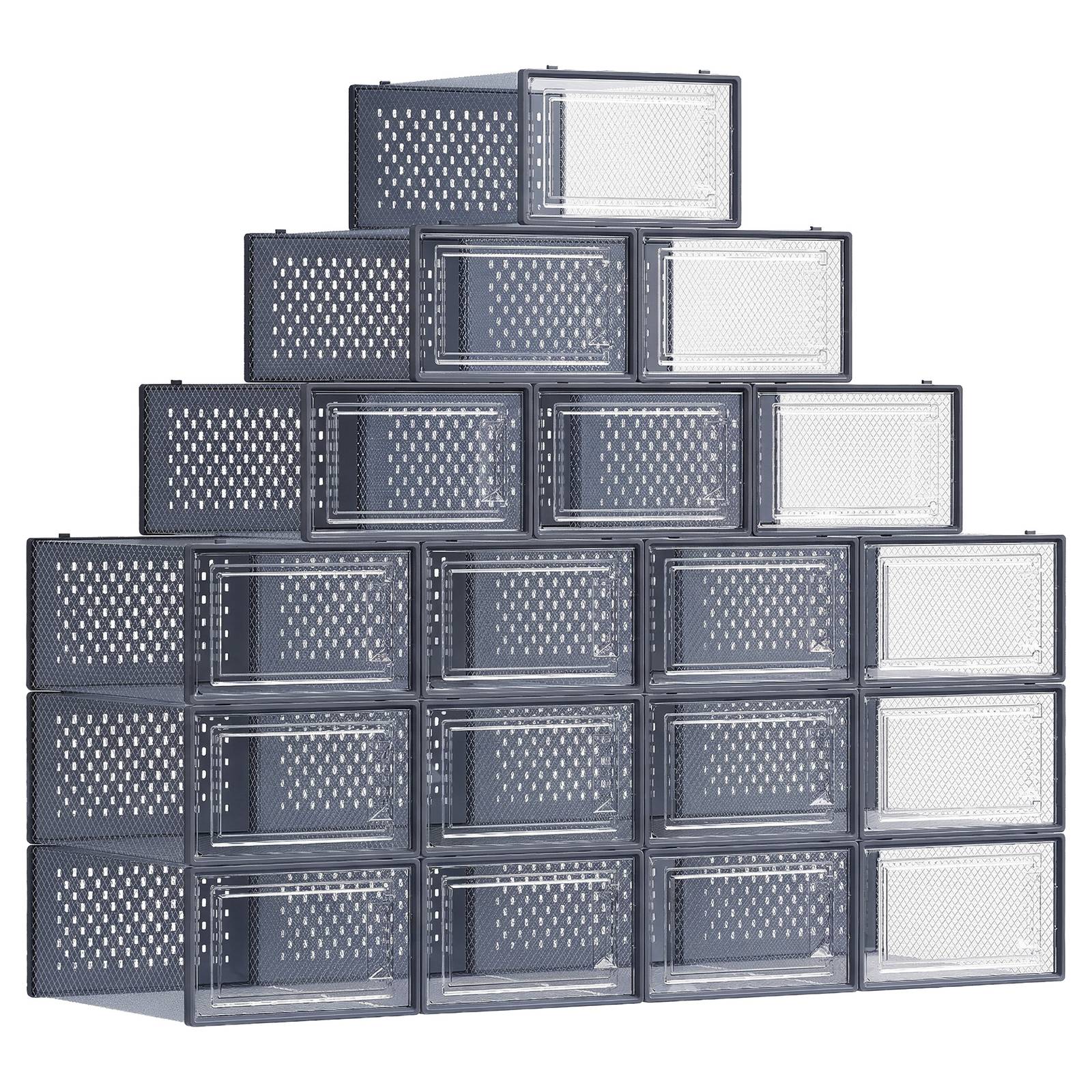 Stackable Shoe Boxes, Pack of 8 Shoe Storage Organizers, 33.3 x 23.2 x 14.3 cm - image 9