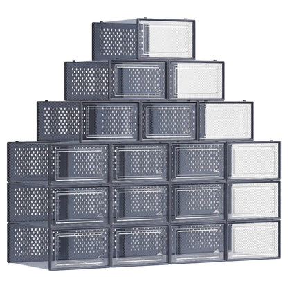 Stackable Shoe Boxes, Pack of 8 Shoe Storage Organizers, 33.3 x 23.2 x 14.3 cm - image 9