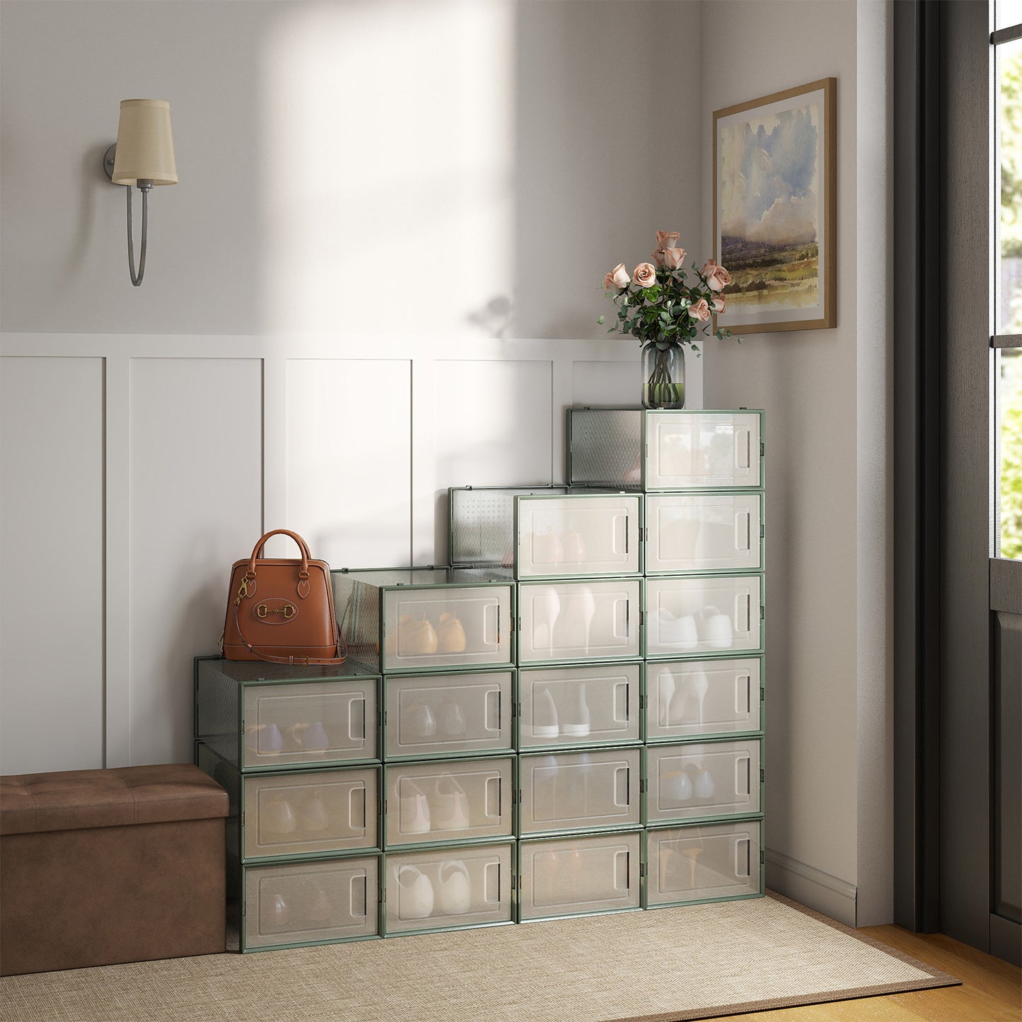 Stackable Shoe Boxes, Pack of 8 Shoe Storage Organizers, 33.3 x 23.2 x 14.3 cm - image 29