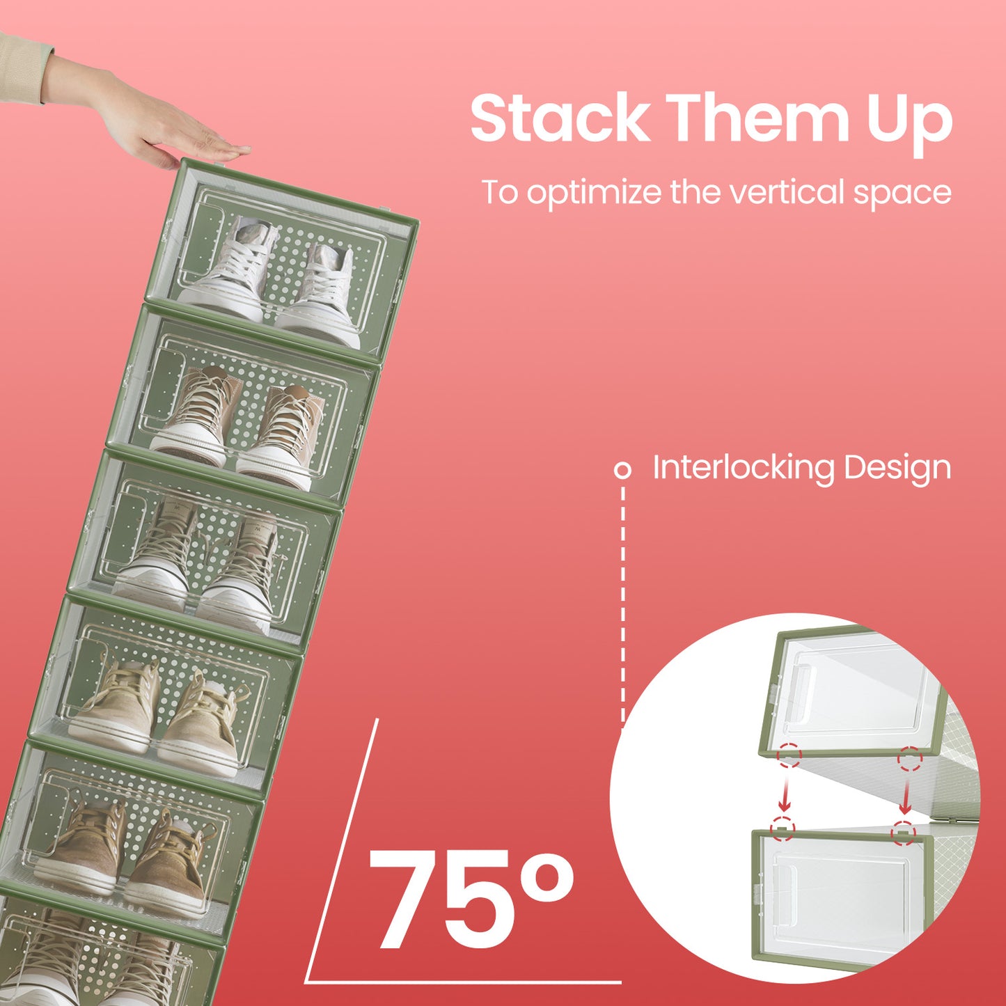 Stackable Shoe Boxes, Pack of 8 Shoe Storage Organizers, 33.3 x 23.2 x 14.3 cm - image 30