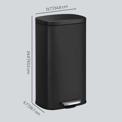 Pedal Rubbish Bin 30 L, Soft-Close Lid Kitchen Waste Bin with Inner Bucket, Steel, for Home, Green - image 8