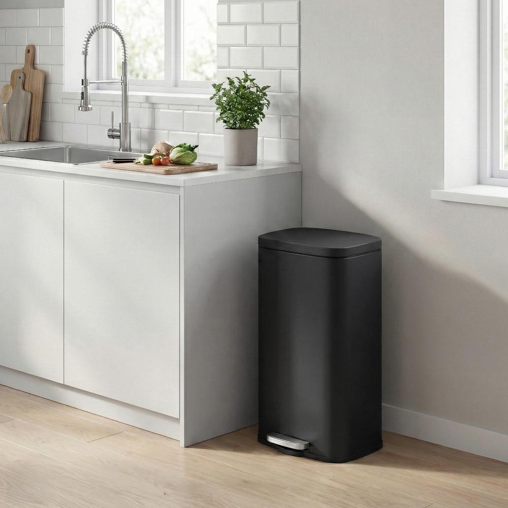 Pedal Rubbish Bin 30 L, Soft-Close Lid Kitchen Waste Bin with Inner Bucket, Steel, for Home, Green - image 7