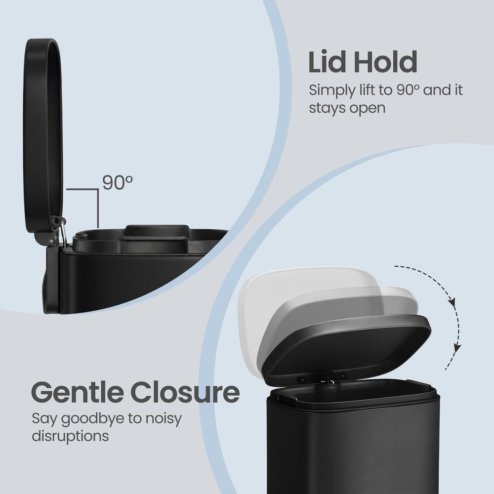 Pedal Rubbish Bin 30 L, Soft-Close Lid Kitchen Waste Bin with Inner Bucket, Steel, for Home, Green - image 9