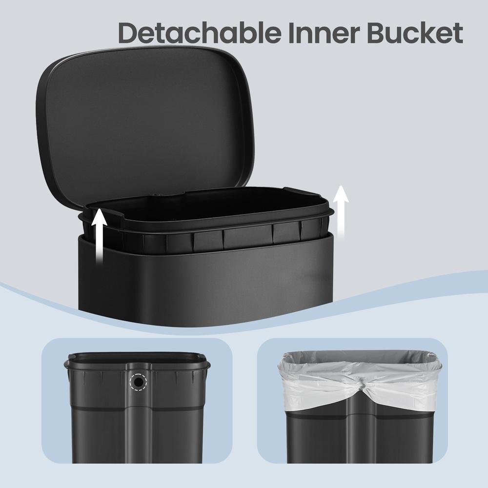 Pedal Rubbish Bin 30 L, Soft-Close Lid Kitchen Waste Bin with Inner Bucket, Steel, for Home, Green - image 10