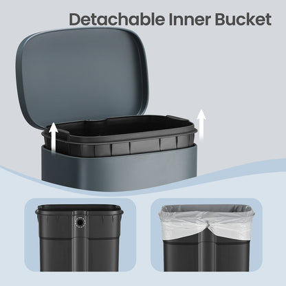 Pedal Rubbish Bin 30L, Soft-Close Lid Kitchen Waste Bin with Inner Bucket, Steel, for Home, Grey - image 6
