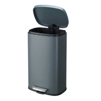 Pedal Rubbish Bin 30L, Soft-Close Lid Kitchen Waste Bin with Inner Bucket, Steel, for Home, Grey - image 1