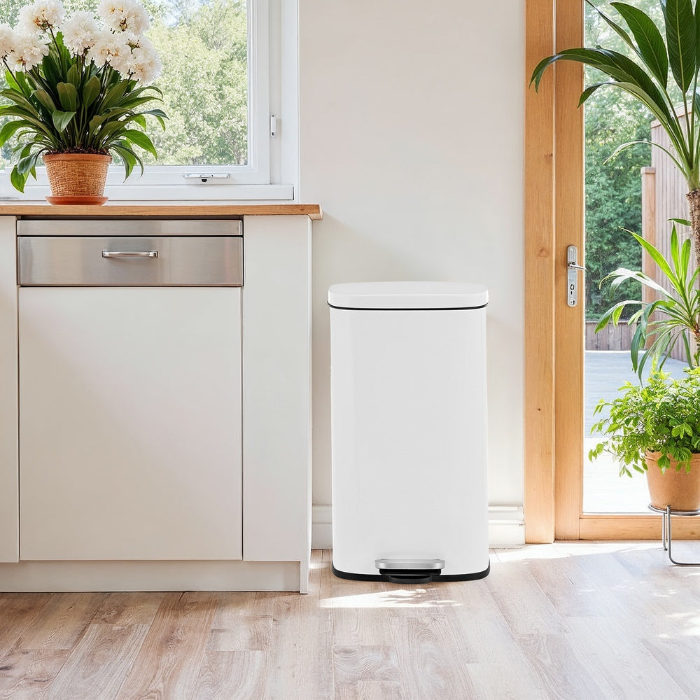 Pedal Rubbish Bin 30 L, Soft-Close Lid Kitchen Waste Bin with Inner Bucket, Steel, for Home, Green - image 15
