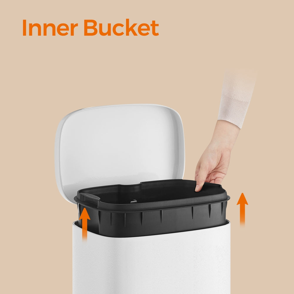 Pedal Rubbish Bin 30 L, Soft-Close Lid Kitchen Waste Bin with Inner Bucket, Steel, for Home, Green - image 16