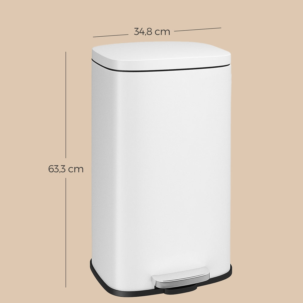Pedal Rubbish Bin 30 L, Soft-Close Lid Kitchen Waste Bin with Inner Bucket, Steel, for Home, Green - image 18