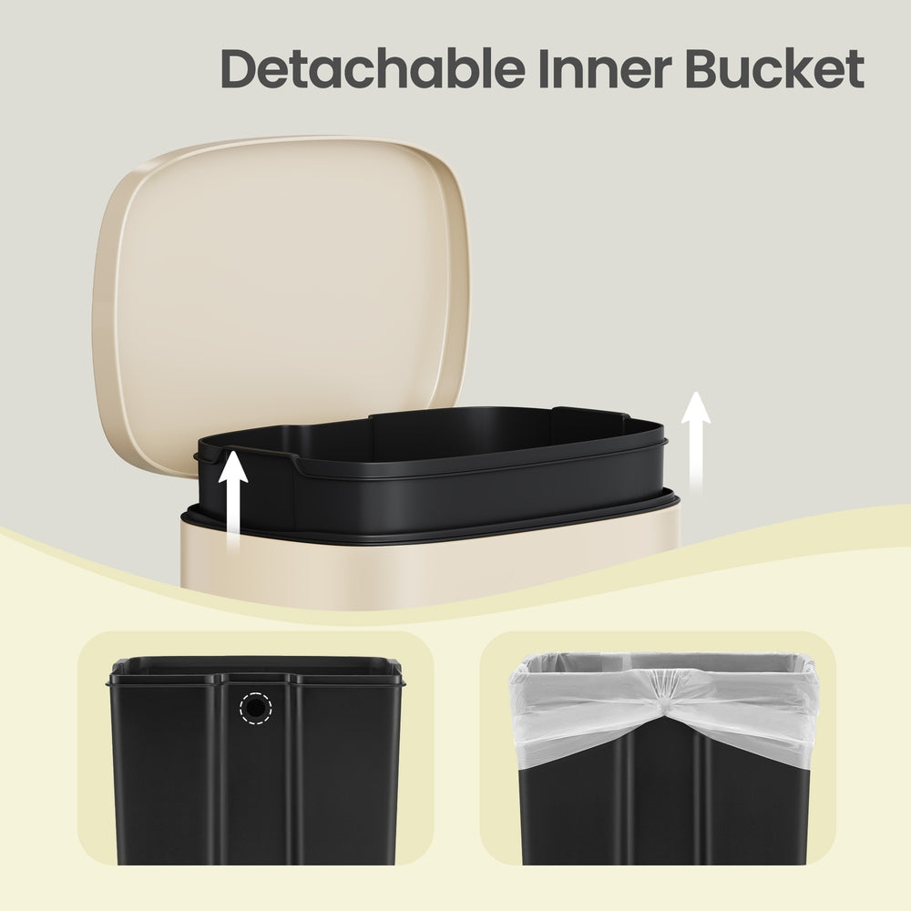 Pedal Rubbish Can 13 Gallon, Steel Trash Bin with Inner Bucket, Soft Close, for Kitchen, Black - image 30