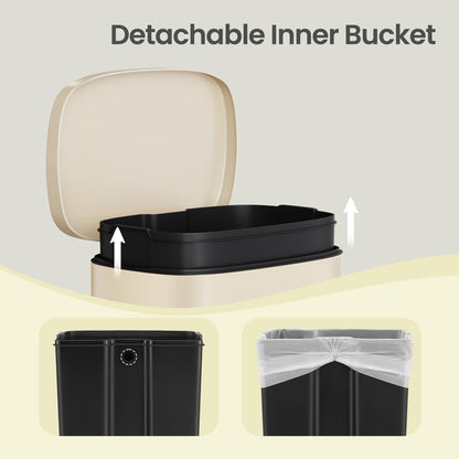 Pedal Rubbish Can 13 Gallon, Steel Trash Bin with Inner Bucket, Soft Close, for Kitchen, Black - image 30